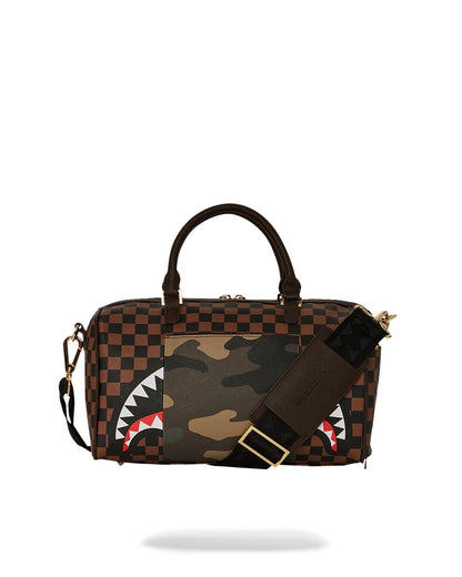 EXTERIOR GOLD ZIP POCKET SHARKS IN PARIS MINI DUFFLE | Sprayground New