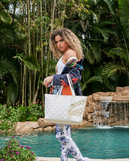 RIVIERA LE BLANC GOLD CHAIN SHARK TOTE | Sprayground Great Value