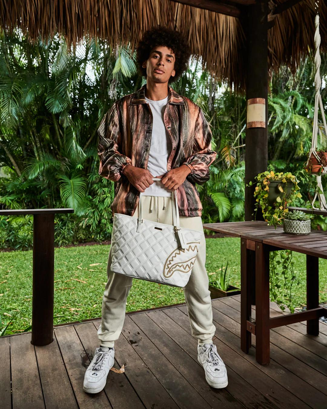 RIVIERA LE BLANC GOLD CHAIN SHARK TOTE | Sprayground Great Value
