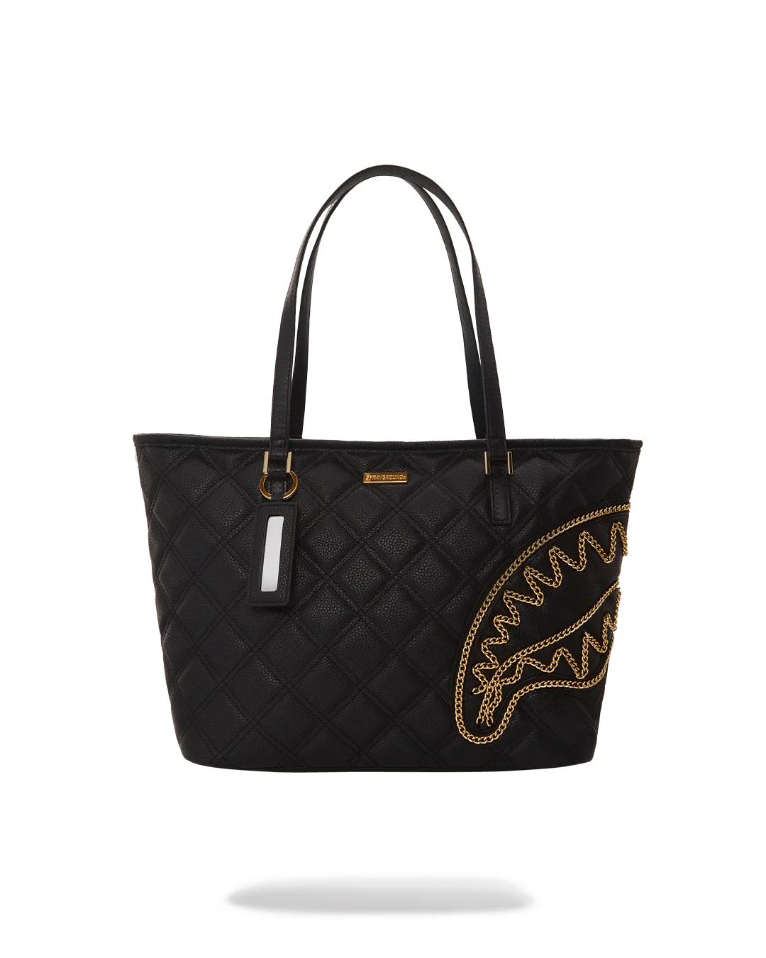 NOIR QUILT GOLD CHAIN SHARK TOTE | Sprayground Recommended
