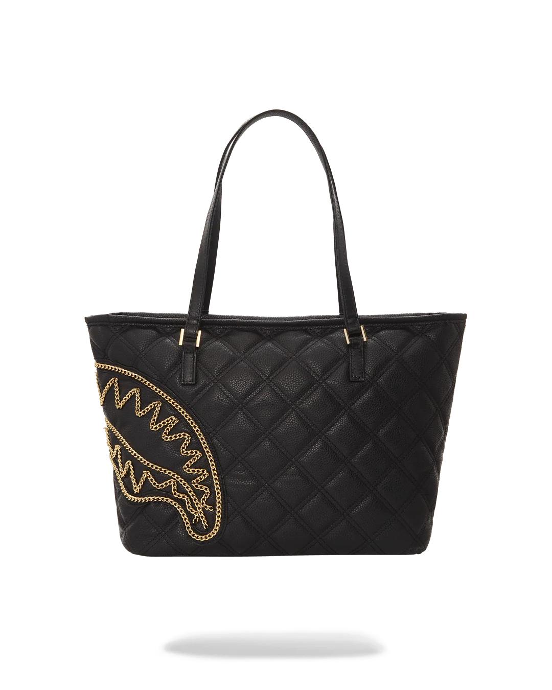 NOIR QUILT GOLD CHAIN SHARK TOTE | Sprayground Recommended
