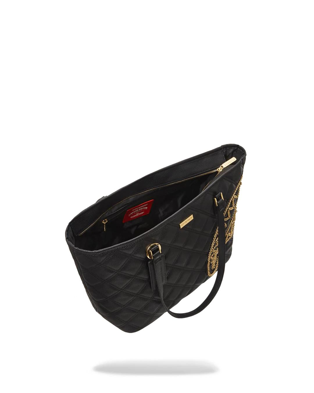 NOIR QUILT GOLD CHAIN SHARK TOTE | Sprayground Recommended