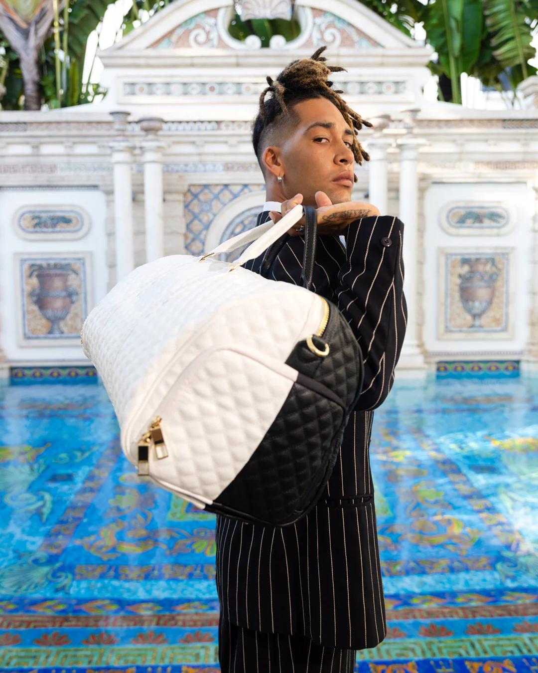 LEVELED UP SPLIT QUILT SHARK DUFFLE | Sprayground Classic