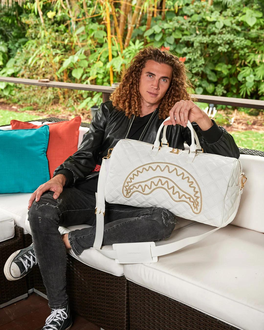 RIVIERA LE BLANC GOLD CHAIN SHARK DUFFLE | Sprayground Quality