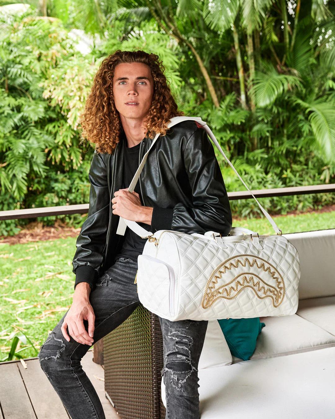 RIVIERA LE BLANC GOLD CHAIN SHARK DUFFLE | Sprayground Quality