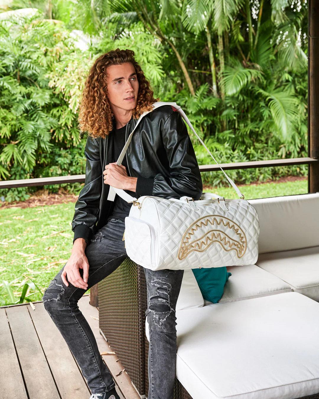 RIVIERA LE BLANC GOLD CHAIN SHARK DUFFLE | Sprayground Quality