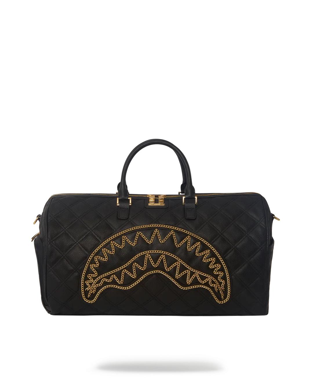 NOIR QUILT GOLD CHAIN SHARK DUFFLE | Sprayground Classic