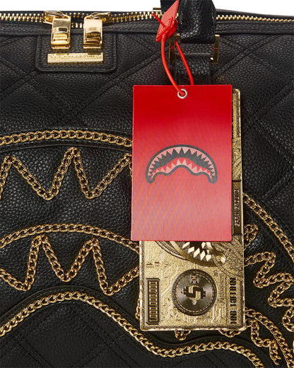 NOIR QUILT GOLD CHAIN SHARK DUFFLE | Sprayground Classic