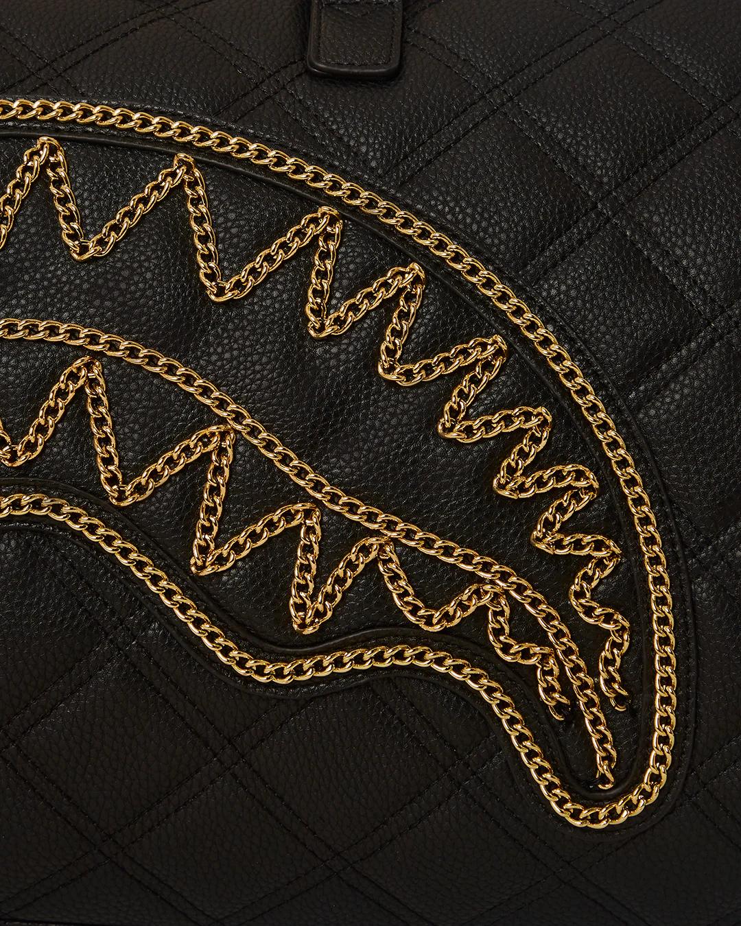 NOIR QUILT GOLD CHAIN SHARK DUFFLE | Sprayground Classic