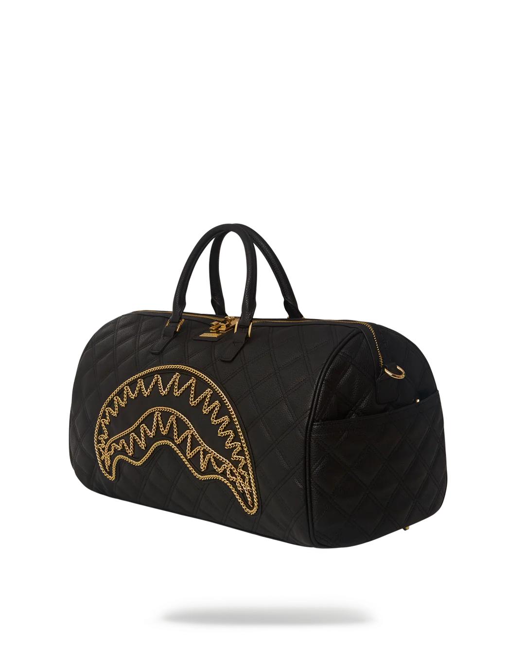 NOIR QUILT GOLD CHAIN SHARK DUFFLE | Sprayground Classic