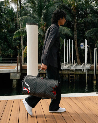 SHARK BITE SHARKS IN PARIS GRAY DUFFLE | Sprayground New