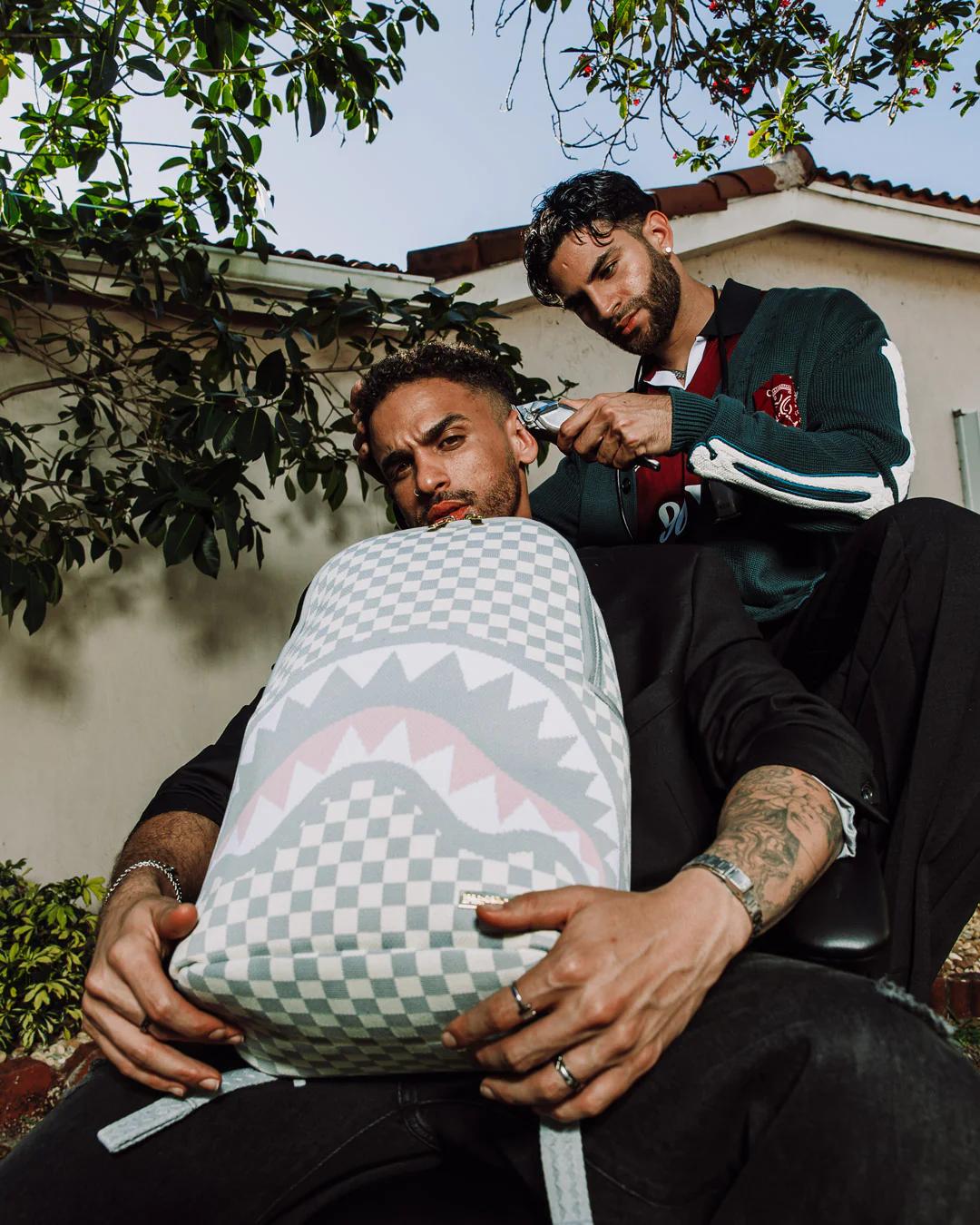 KNIT SHARKS IN PARIS IN CREAM DLX BACKPACK | Sprayground Premium