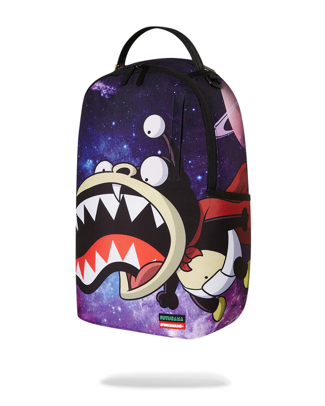 FUTURAMA NIBBLER EAT SHARK DLXR BACKPACK | Sprayground Featured