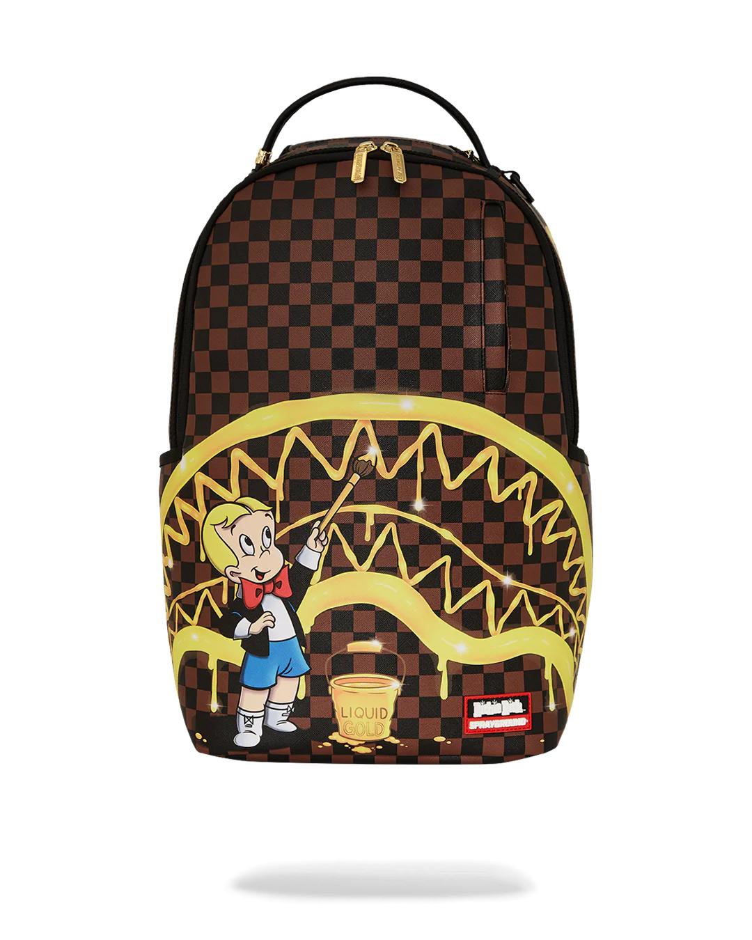 RICHIE RICH PAINT THE SHARK GOLD BACKPACK | Sprayground Best Seller