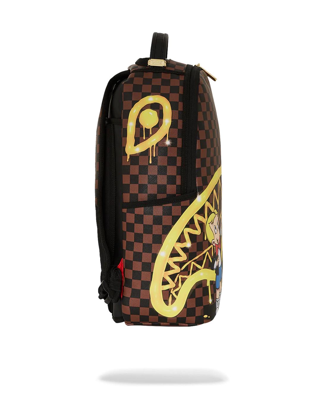 RICHIE RICH PAINT THE SHARK GOLD BACKPACK | Sprayground Best Seller