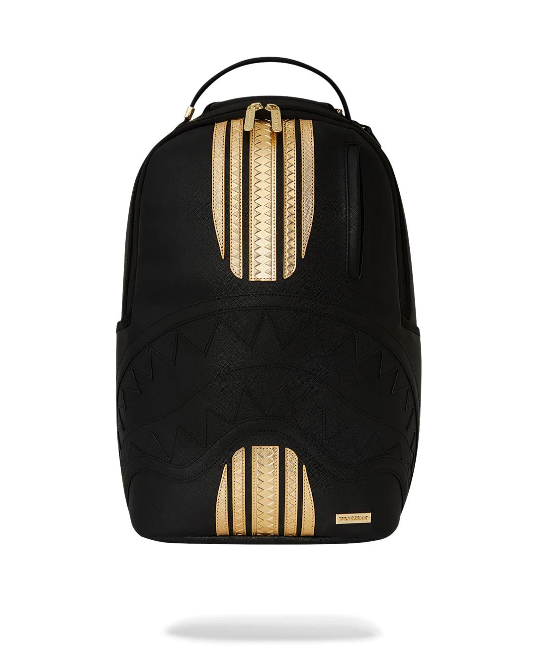 GOLD AND BLACK RACING STRIPES BACKPACK | Sprayground Featured