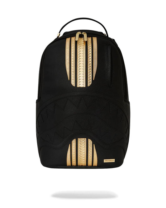GOLD AND BLACK RACING STRIPES BACKPACK | Sprayground Featured