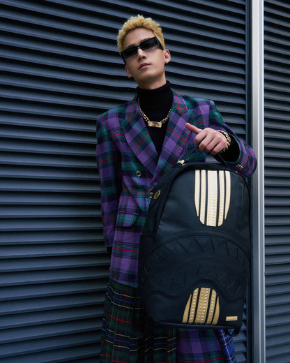 GOLD AND BLACK RACING STRIPES BACKPACK | Sprayground Featured