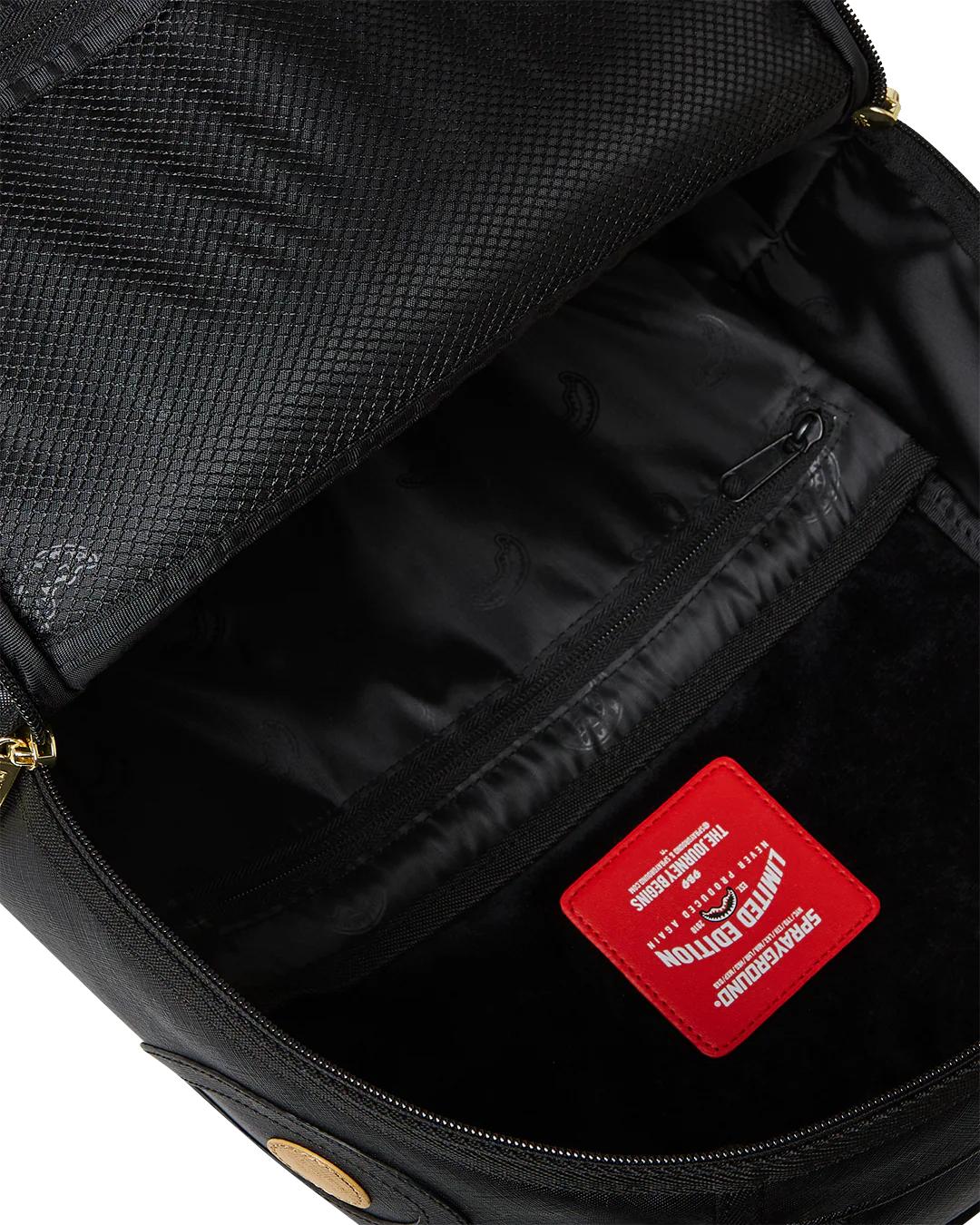 GOLD AND BLACK RACING STRIPES BACKPACK | Sprayground Featured