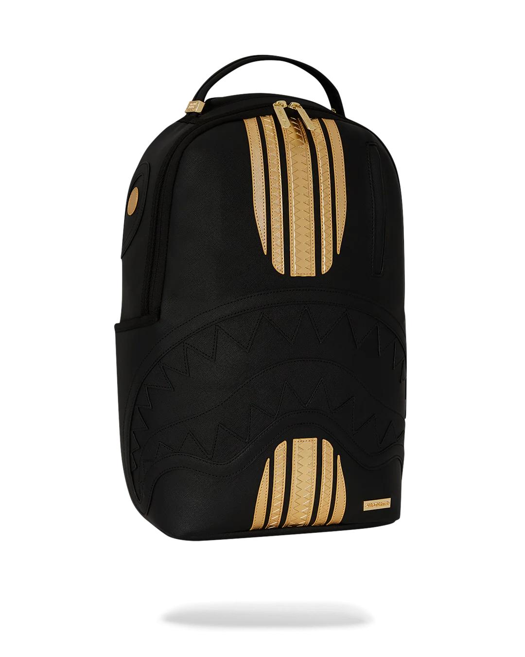 GOLD AND BLACK RACING STRIPES BACKPACK | Sprayground Featured