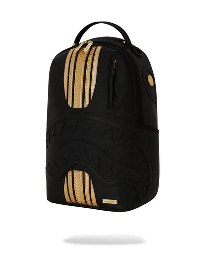 GOLD AND BLACK RACING STRIPES BACKPACK | Sprayground Featured