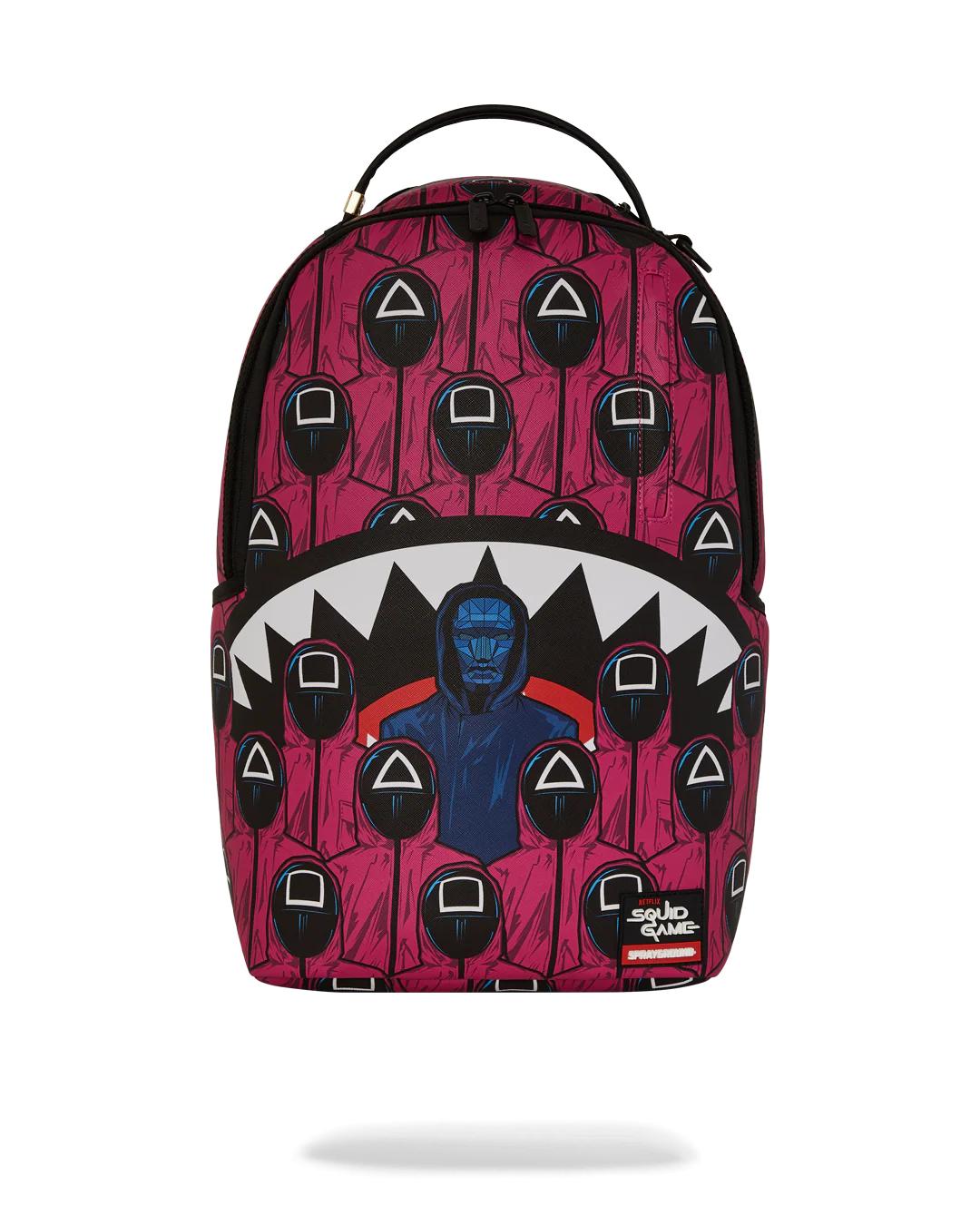 SQUID GAME COLLAB FRONT MAN & PINK GUARD SHARKS BACKPACK | Sprayground Recommended