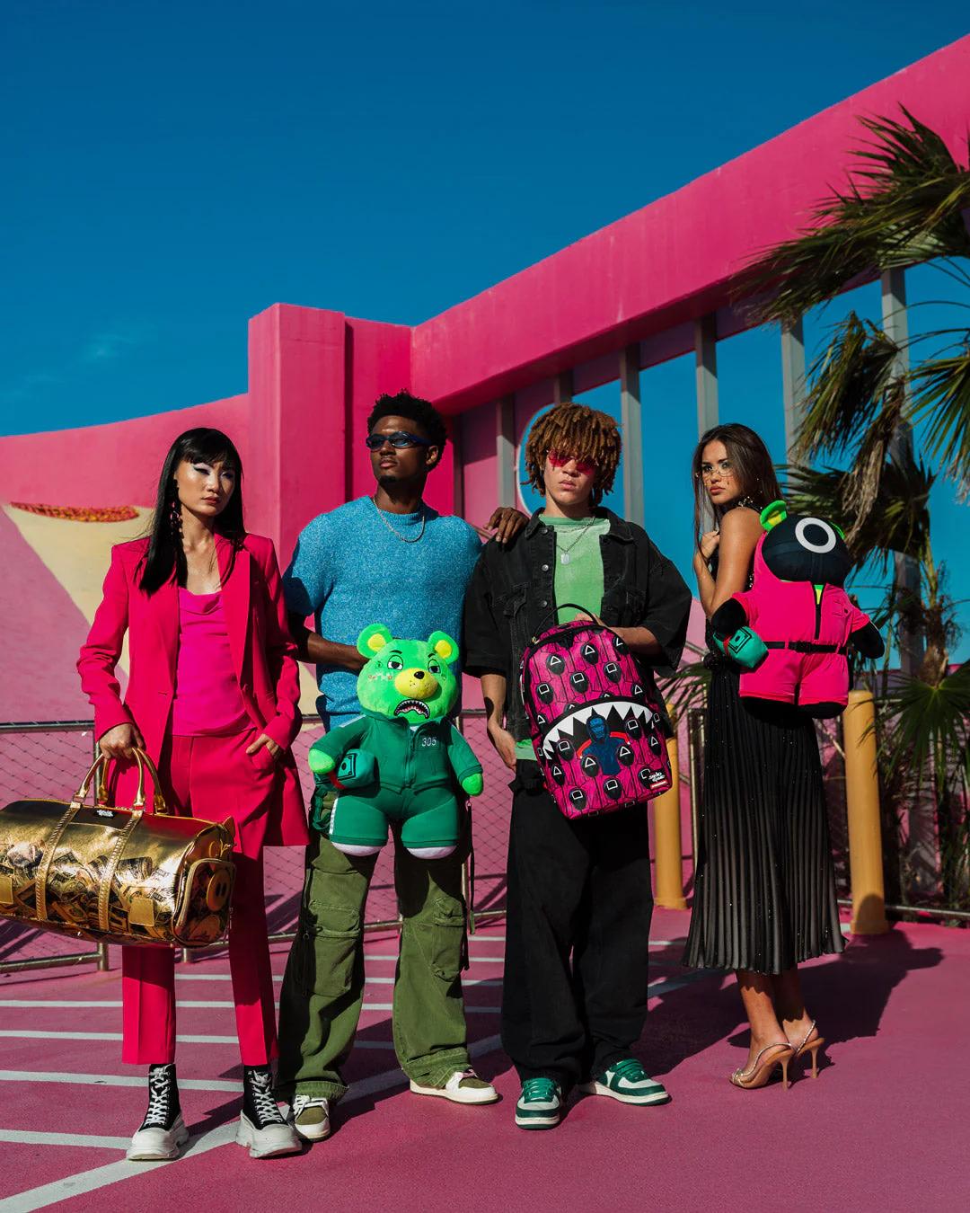 SQUID GAME COLLAB FRONT MAN & PINK GUARD SHARKS BACKPACK | Sprayground Recommended