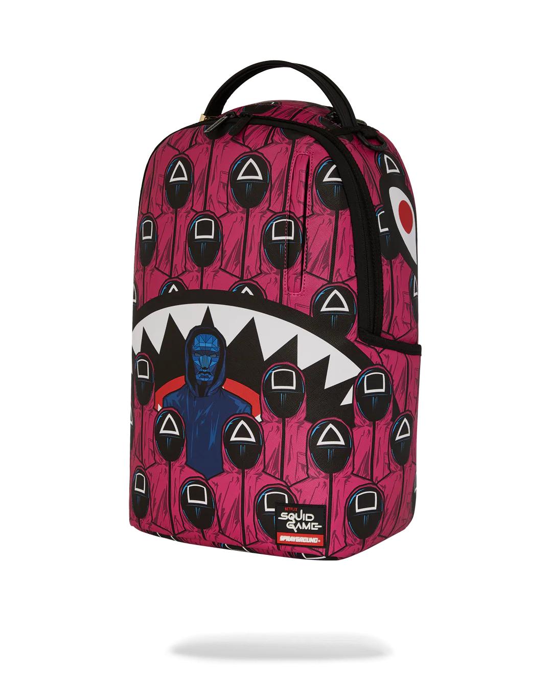 SQUID GAME COLLAB FRONT MAN & PINK GUARD SHARKS BACKPACK | Sprayground Recommended